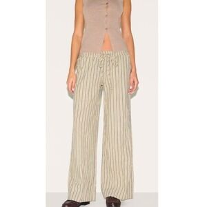 Pretty Little Things Stone Pinstripe Low Waisted Wide Leg Trousers NWT Size 16